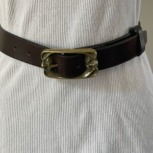 Ka Mens Handcrafted Brown 40” Adjustable Solid Brass Decorative Buckle Belt 1.5”